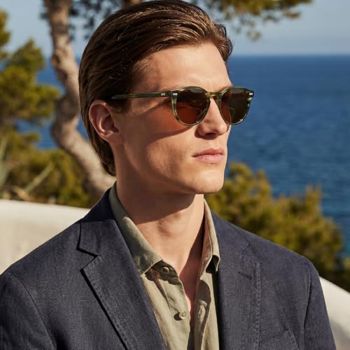 Image of CARFIA Acetate Polarized Sunglasses for Men Retro Classic Round Shades