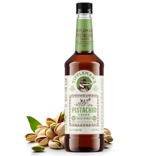 Tippleman's Pistachio Créme Coffee Syrup - Made with Raw Cane Sugar - No Green Artificial Coloring - Perfect for Lattes & Cold Brew, Fits Pump - 750ml