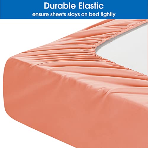 Homeideas Queen Size Bed Sheets - 6 Piece Set (Coral) - Extra Soft Brushed Microfiber 1800 Bedding Sheets, Deep Pocket, Wrinkle & Fade Free #TOP3