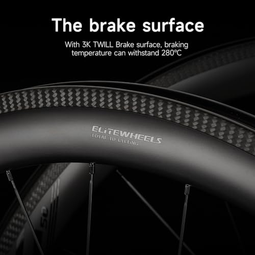 Image of ELITEWHEELS Road Bike Carbon Wheels 700c Clincher 30 /38 /50 /55 /60 /82mm Carbon Wheelset Tubeless Ready Cycling Wheel U Shape
