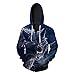Produktbild Kapuzenpullover Für Herren,Herren Langarm Pullover Hoodie 3D Print Vicious Wolf Kapuzen Sweatshirt Pullover Mit Taschen Full Zip Drawstring Hoody Für Herren Damen, S