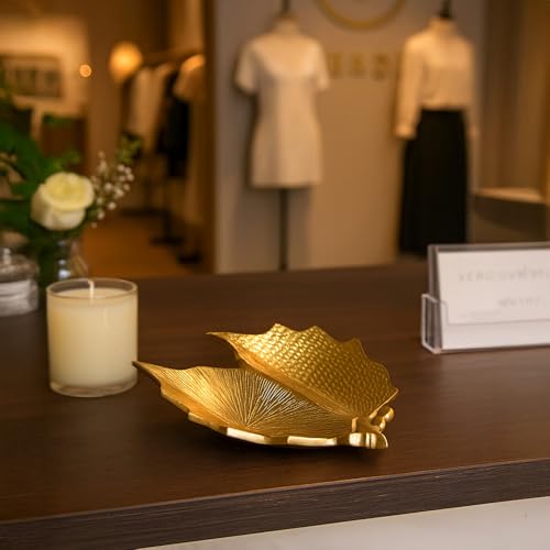Image of MARKET 99 Golden Embossed Decorative Platter | Glossy Aluminium Tray for Table Decor, Housewarming, Diwali & Gifting | Elegant Designer Dish for Center Table, Dining, Living Room & Festive Use