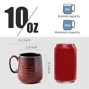 Hasense Ceramic Coffee Mugs Set of 4, 10 oz Coffee Cups, Porcelain Mugs with Large Handle for Coffee, Tea, Milk and Cocoa, Funny Mugs for Christmas Wedding Gift, Dishwasher & Microwave Safe, Red Hasense Ceramic Coffee Mugs Set of 4 10 oz Coffee Cups Porcelain Mugs with Large Handle for Coffee Tea Milk and Cocoa Funny Mugs for Christmas Wedding Gift Dishwasher Microwave Safe Red