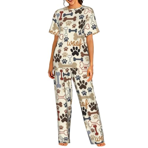 Pyjama manches courtes femme respirant et anti-transpiration pattes de chien