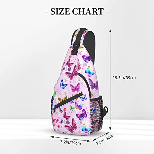 Butterflies Sling Bag Travel Crossbody Bag Chest Daypack Hiking Shoulder Bag For Men Women3
