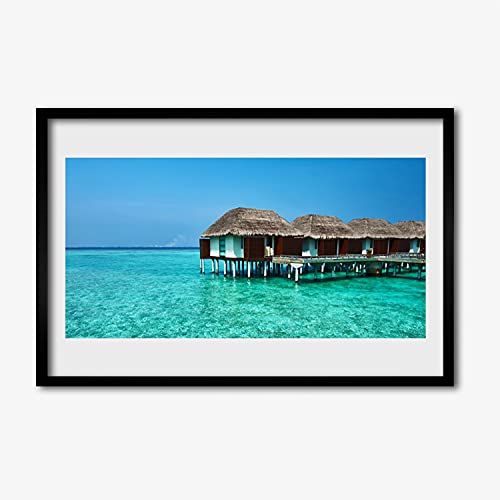 Affiche encadrée contre les murs vides : cadre MDF 60x40 motif mer et architecture d'eau
