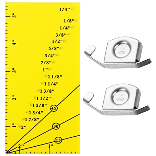 Image of ZYNERY Seam Guide Ruler with 2 PCS Magnetic Seam Guides, 1/8" to 2" Straight Line Hems Sewing Ruler, Acrylic Seam Allowance Ruler for Sewing Machine to Sew Quilts, Clothing, Fabrics, Crafts (Yellow)