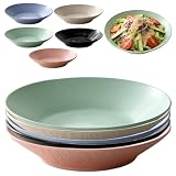 Calenxy 5 Stück Suppenteller Tief aus Kunststoff, 22,5x4cm Wiederverwendbar Plastikteller tief Pasta Teller, Nudelteller, Pastateller für Nudeln & Salate, Geschirrspüler- und Mikrowellengeeignet