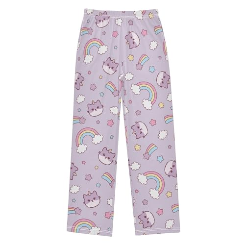 Boys' Pants Cute Cat Caticorn Kitten Unicorn Long Bottoms Jogger Pants Elastic Waist Trousers with Pockets S-XL