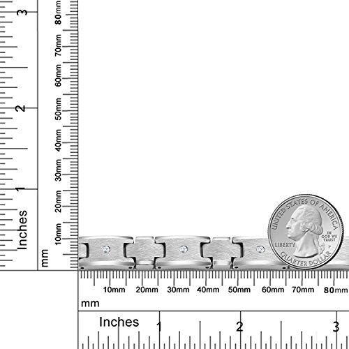 Gem Stone King Men’s 3 Round Lab Grown Diamonds Satin and Polish Finish Tungsten Carbide Bracelet2