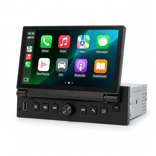 YZKONG Autoradio 1 DIN Linux pour Peugeot 206/207/308/3008 & Citroën C2/C3/C4, CarPlay & Android Auto sans Fil, Écran Tactile Rétractable, Bluetooth FM RDS,...