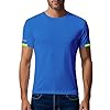 DGZTWLL Casual Run T-Shirt Mens Solid Color Night Run Short Sleeve Top Breathable Sports Fashion Wear Blue 4XL #2