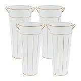AULESET Galvanized Vase 12" Metal Flower Bucket Tin Vases for Home Decor,Farmhouse,Set of 4,White
