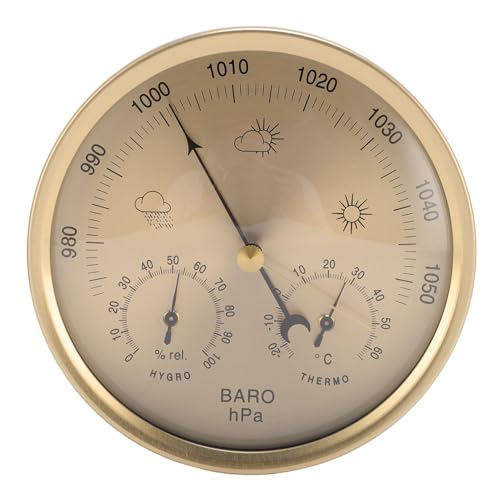 Estación meteorológica 3 en 1 con termómetro barómetro e higrómetro dial de aluminio JTLB 6