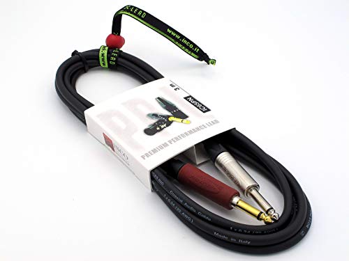 X-LEAD IC65PN030BK série PLATINUM, câble pour instruments professionnels de haute qualité pour guitare/basse/claviers – Jack/Jack - connecteurs Neutrik - (3 m, noir) - MADE IN ITALY By INCO - Image 3