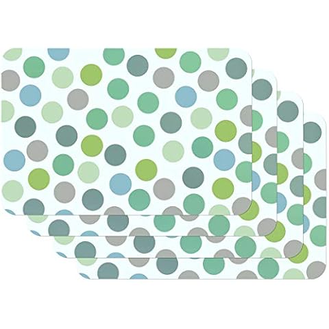 Venilia 59057 Confetti Mint Vintage Polka Dot Pattern Dining Table Mats Placemats Wipe Clean Food Safe 45 x 30 cm Set of 4, Motive Cover