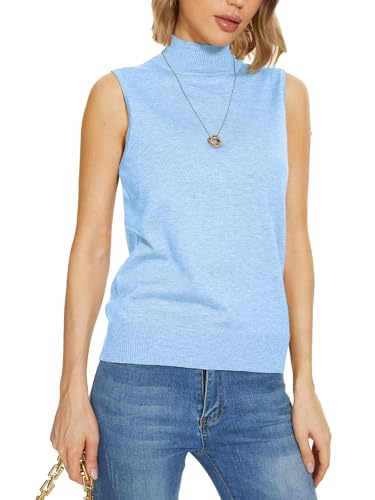 Image of INKOFF Sleeveless Mock Neck Turtleneck Knit Tops Women Dressy Casual Sweater Vest Business Work Tank