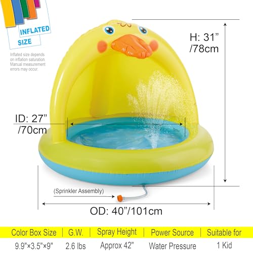Image of Shade Baby Pool, Sprinkle and Splash Play Pool, Outdoor Duck Bathtub of 39 Inches