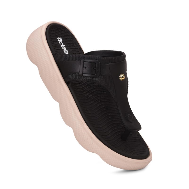 Action Women’s Thong Flip-Flops-APTW-106-Black-Beige-6