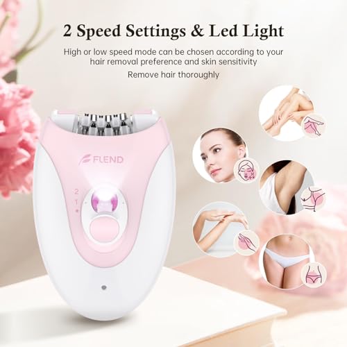 Epilator, Epilators Hair Removal for Women - 2-Speed Epilator with Massage Pad, Rechargeable LED Hair Removal Device for Face/Bikini/Arms/Legs/