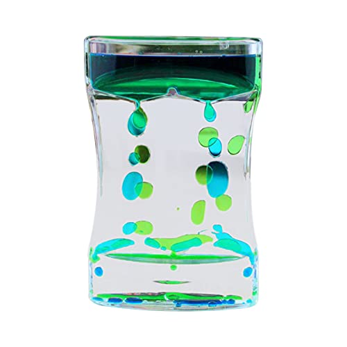 Liquid Timer for Sensory Play, Fidget Toy Timer Funny Stress Relief Bright Color Liquid Motion Bubbler Toy for Bedroom-Blue Green