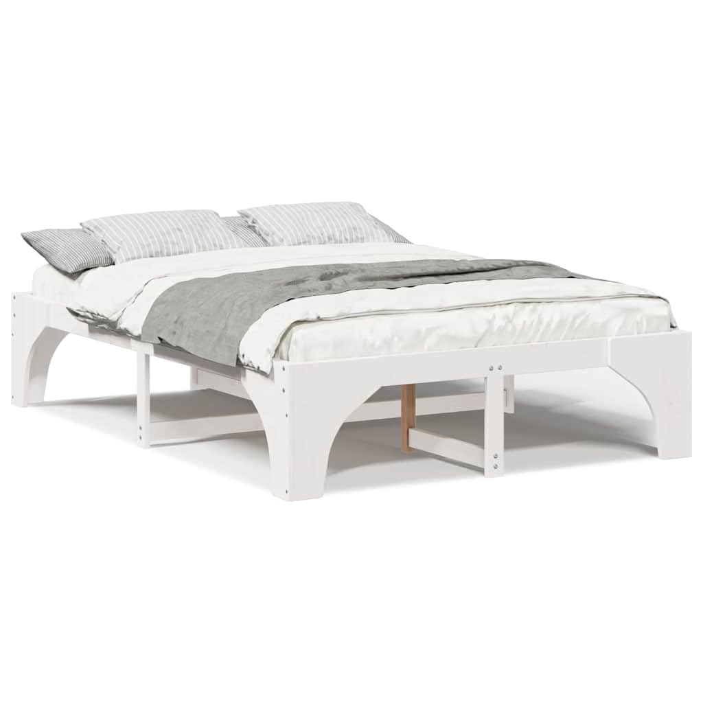 Marco de Cama de Madera Maciza de Pino Estructura Baja Moderna para Dormitorio Minimalista y Multifuncional 4 Piezas Ensamblaje Sencillo