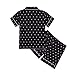 Satin 𝐏ajamas for Boys Girls Matching 𝐒ilk 𝐏a𝐣ama Set Short Sleeve Polka Dot 𝐏𝗝s and Loose (a-Black, 11-12 Years)