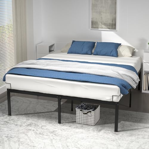 VOUNOT Bettgestell 180x200 cm Metallbett mit Lattenrost und Stauraum unter dem Bett, Bettrahmen für Schlafzimmer Gästezimmer, Leise und Robust,...