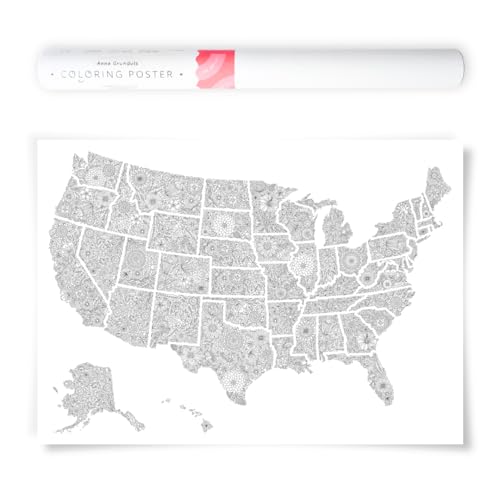 Poster créatif carte des États-Unis pour décompresser par le dessin