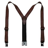 Perry Suspenders Men's Leather Dress Hook End Suspenders, Brown