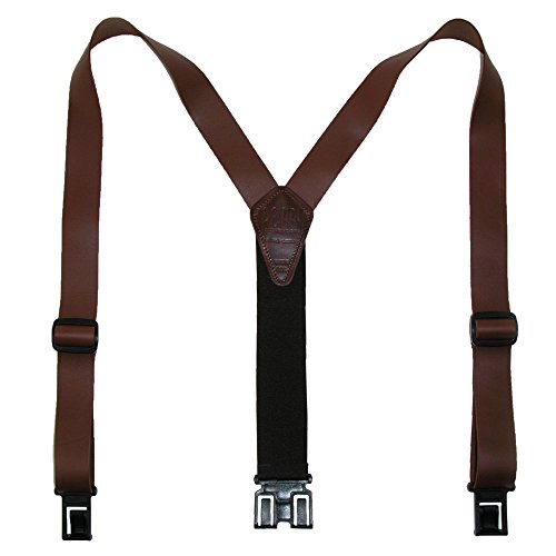 Perry Suspenders Men's Leather Dress Hook End Suspenders, Brown
