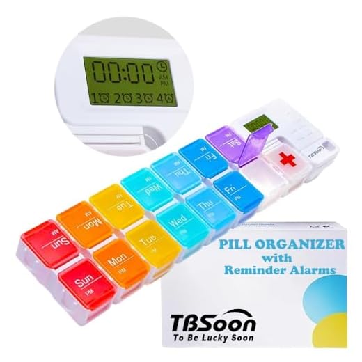 7 Day Pill Organizer,4 Reminder Alarms, Loud Sound,14 Large Compartments,Large Screen,Moisture