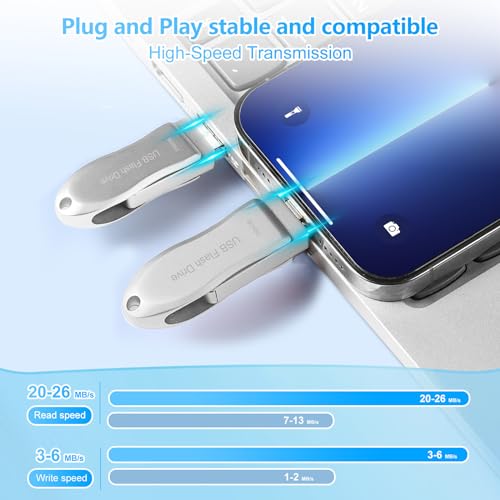 USB Flash Drive 256GB for Phone Thumb Drive Photo Stick Android USB C Memory Stick Photo Storage DEZOBYTE Compatible Phone Pad Pro Android USB C and Computer Silver-HL 256GB