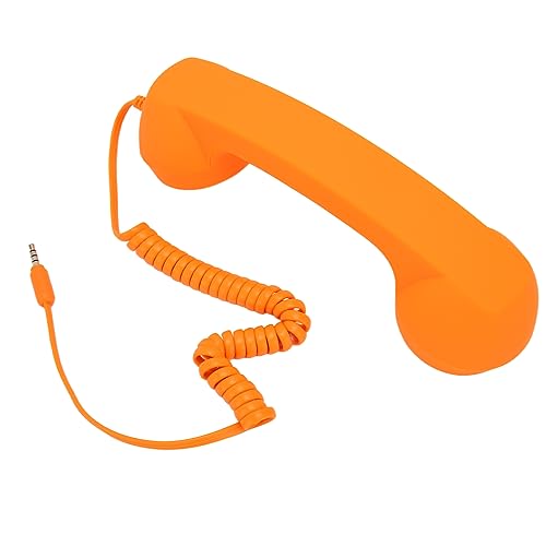 Ricevitore Telefonico per Cellulare retrò da 3.5 Mm per Telefono Cablato Resistente Alle Radiazioni per Computer Smartphone Arancia