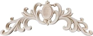 Unpainted Carved Wooden Onlay Wood Applique Furniture Decals for Home, Wall, Door, Cabinet Decoration (6.30 x 2.76 x 0.55 inches)