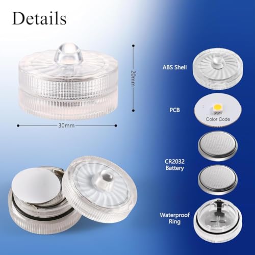 Image of Submersible LED Lights with Remote, Waterproof Tea Lights(Pink-24Pack)