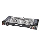 Portable Camping Stove Top and Grill for Cooking Outdoors, Double Burner Fueled by Butane Gas - Leaderware
