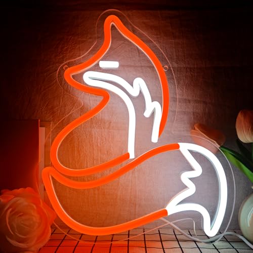Image of Fox Neon Sign for Wall Decor Fox Neon Light Dimmable Fox Led Light USB Powered For Man Cave Bedroom Kid's Room Wall decor