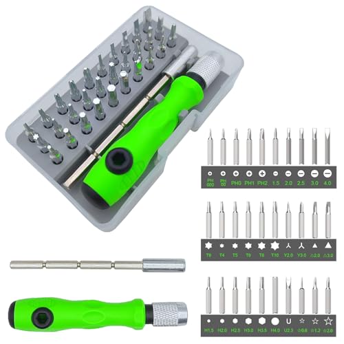 SOWINOS Small Screwdriver Set, 30 Mini Magnetic Precision Screwdrivers Bit Set (Star, Y, Torx, Triangle, Phillips, Slotted, U, Hex Heads) Repair Tools Kit for Glasses Laptop Phone Watch Toys
