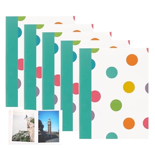 Kenro Box of 5 Candy Spot Colourful Mini Photo Album for 36 Photos - 7x5 Inch / 13x18cm Portrait Picture Album for Small Photos. Small Photo Album with 36 Photograph Storage - CN107SP