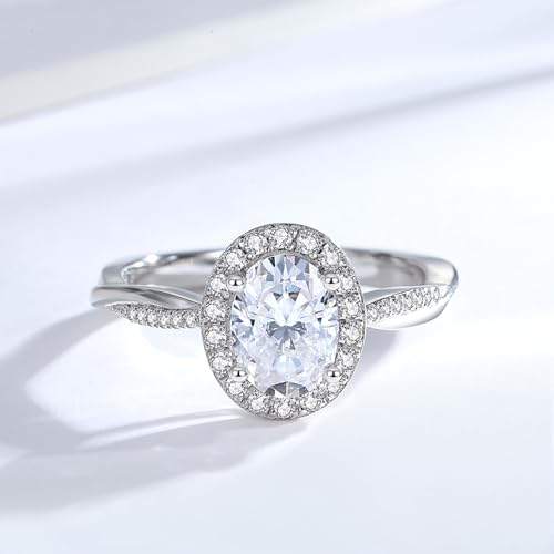 1.5ct Oval Cut Moissanite Engagement Ring For Women 18 K White Glod Plated S925 Sterling Silver Wedding Ring Jewelry Gift3