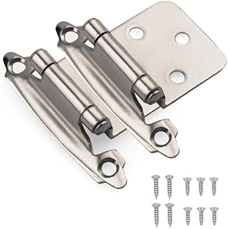 Double Elite 1/2” Overlay Satin Brushed Nickel Cabinet Hinges 25 Pairs(50Pcs),Self Closing Hinges for Kitchen Cabinet/Cupboard/Furniture Doors,Silver Kitchen Cabinet Door Hinges with Upgraded Screws