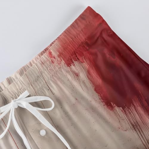 Halloween Pajamas,Men's Halloween Pants Casual Drawstring Blood Splash Pattern Joggers Horror Bloody Printed Sweatpant4