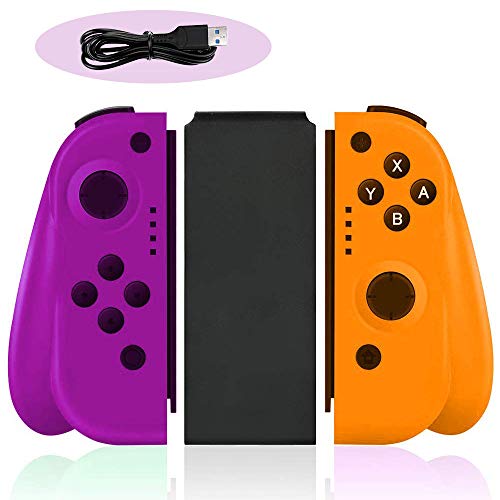 Preisvergleich Produktbild YIKUI Wireless Controller Für Nintendo Switch Bluetooth,Game Controller Replacement Joy-Con Ausgestattet Mit Gyroskopsensor Und Komfortgriff 2Er-Set(Links / Rechts),Orangepurple