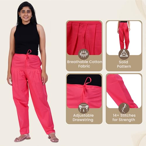 Image of Happy Bunny Salwar Pant for Women, Fine Cotton Ethnic Trousers with Drawstring Waist, Comfortable Daily, Office & Casual Wear Bottoms