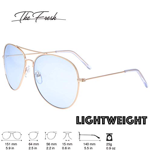 Image of The Fresh Classic Aviator Frame Light Color Lens XL Oversized Sunglasses Gift Box