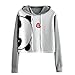Produktbild Moonuy Frauen Ernte Hoodies, Stilvolle Damen mädchen Tierdruck Langarm mit Kapuze Crop Bluse heißer Pullover Elegante persönlichkeit Design Sweatshirt (Grau, S)