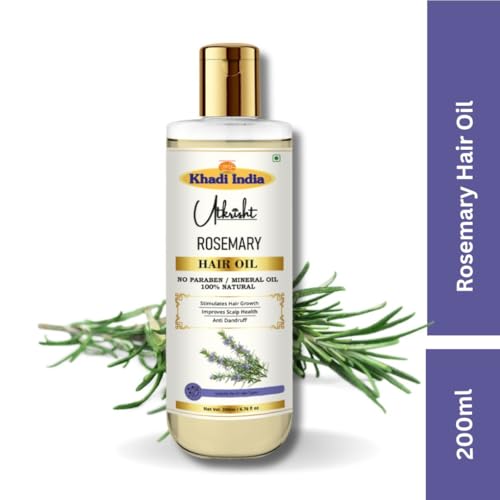 Image of Khadi Rosemary Hair Oil 200ml | Ayurvedic Herbal Hair Oil for Hair Growth, Dandruff & Itchy Scalp | Non-Sticky, Paraben & Mineral Oil Free | For All Hair Types | Daily Use for Men & Women