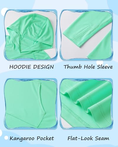 Image of Boys Rash Guard Hoodie UPF 50+ Long Sleeve Sun Protection Swim Shirt