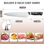 8 Inch Chef Knife, Kitchen Knife with Sharpener and Finger Guard, Professional Steel Sharp Chef's Knife Set with Ergonomic Handle, Gifts for Christmas, Black - Image 3